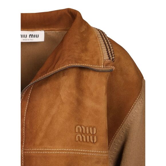 Miu Miu Women Oversized Leather Bomber Jacket - Picture 4 of 6